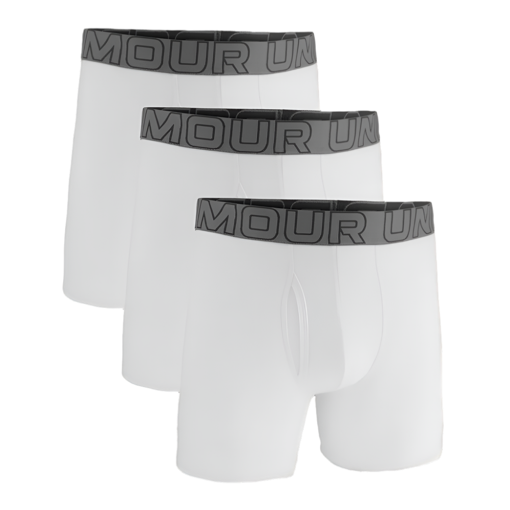 Under Armour Mens Performance Cotton 6" Boxer 3 pk - White
