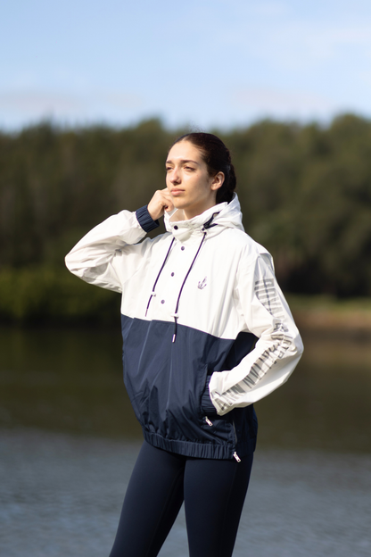 The Ana, Unisex Anorak Jacket White/Navy