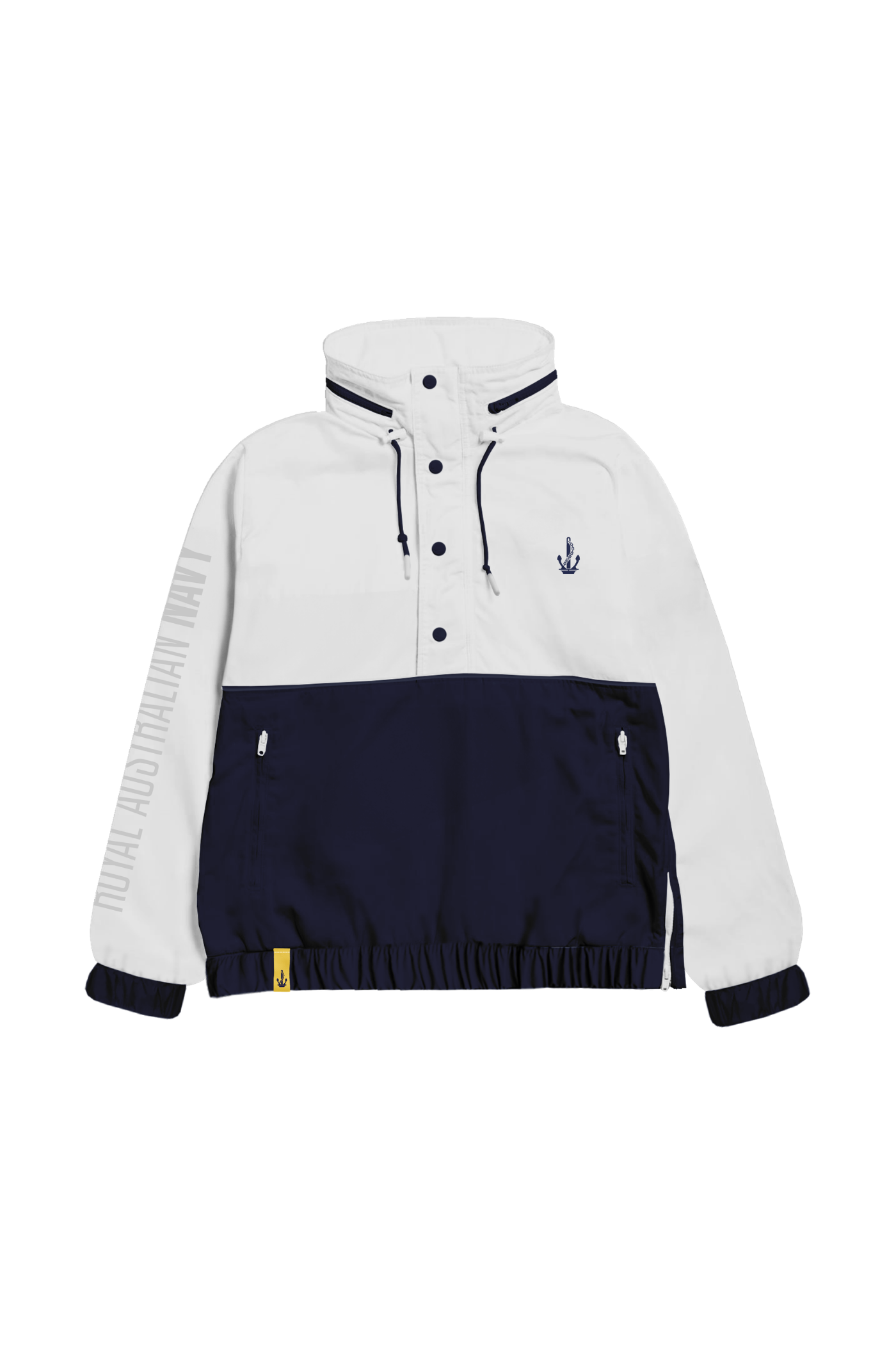 The Ana, Unisex Anorak Jacket White/Navy
