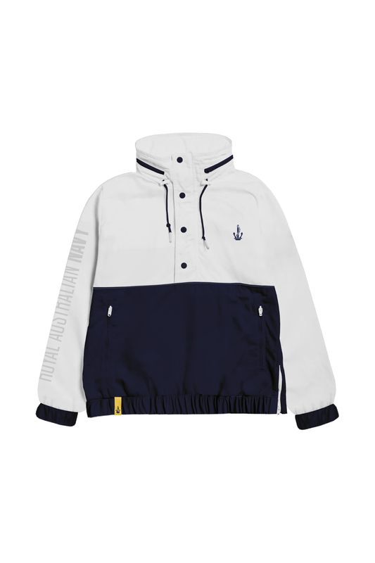The Ana, Unisex Anorak Jacket White/Navy