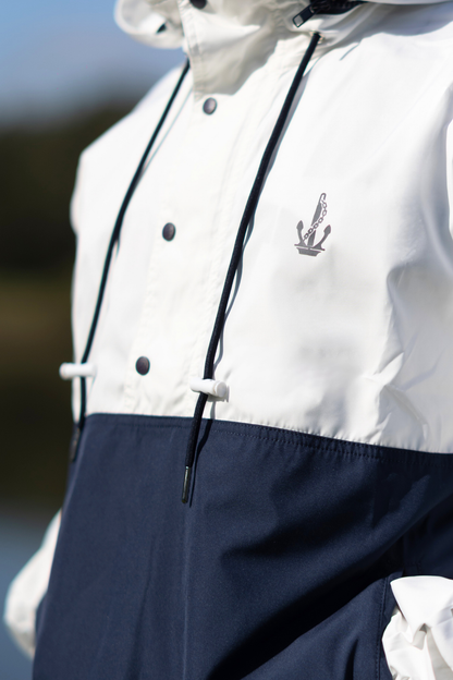 The Ana, Unisex Anorak Jacket White/Navy