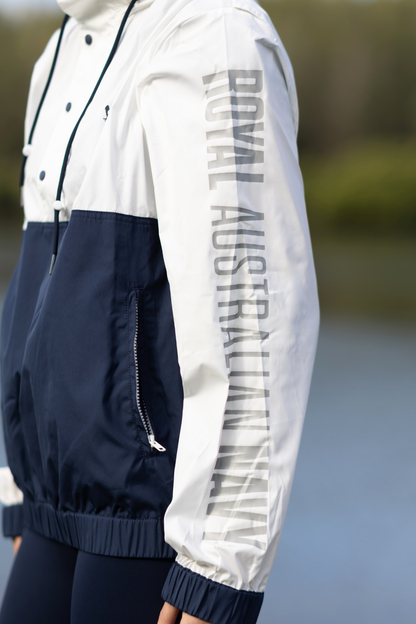 The Ana, Unisex Anorak Jacket White/Navy