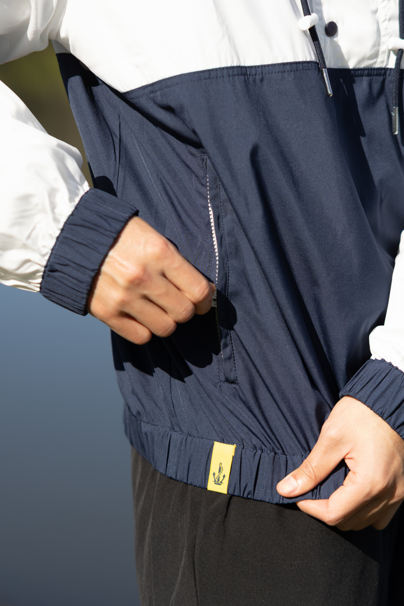 The Ana, Unisex Anorak Jacket White/Navy