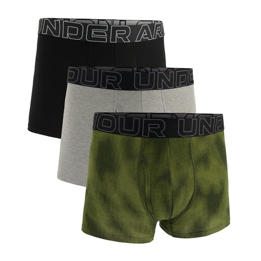 Under Armour Mens Performance Cotton 3" Boxer Print 3 pk - Green