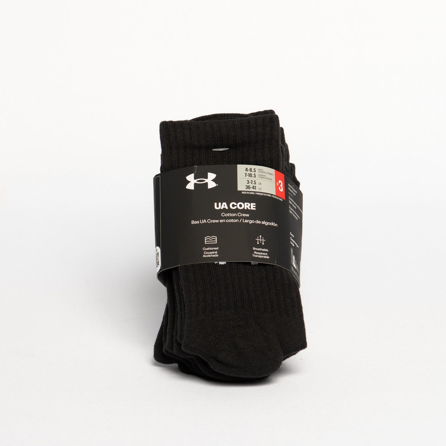 Under Armour 3pk Long Sock - Black