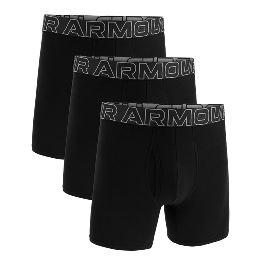 Under Armour Mens Performance Cotton 6" Boxer 3 pk - Black