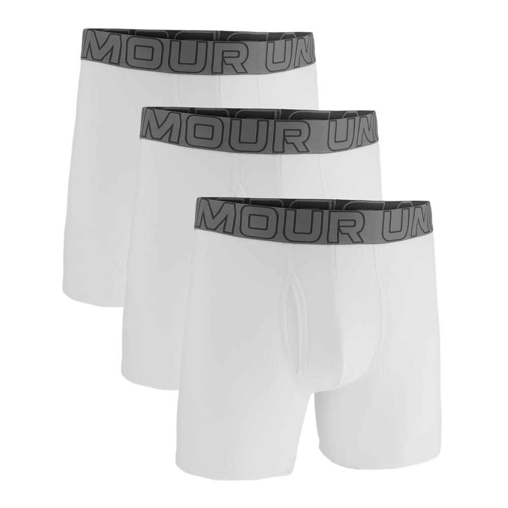 Under Armour Mens Performance Cotton 6" Boxer 3 pk - White