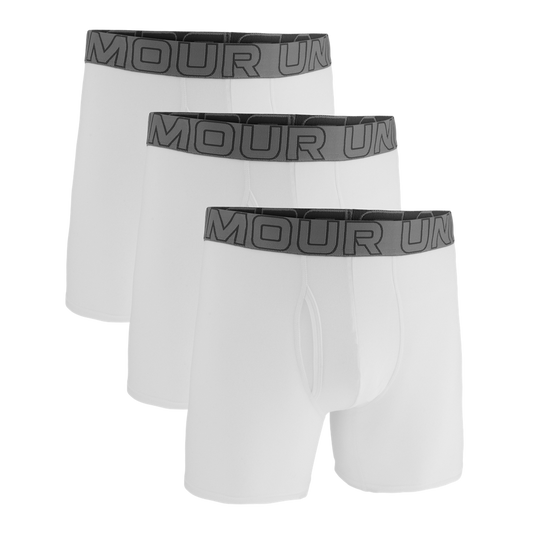 Under Armour Mens Performance Cotton 6" Boxer 3 pk - White