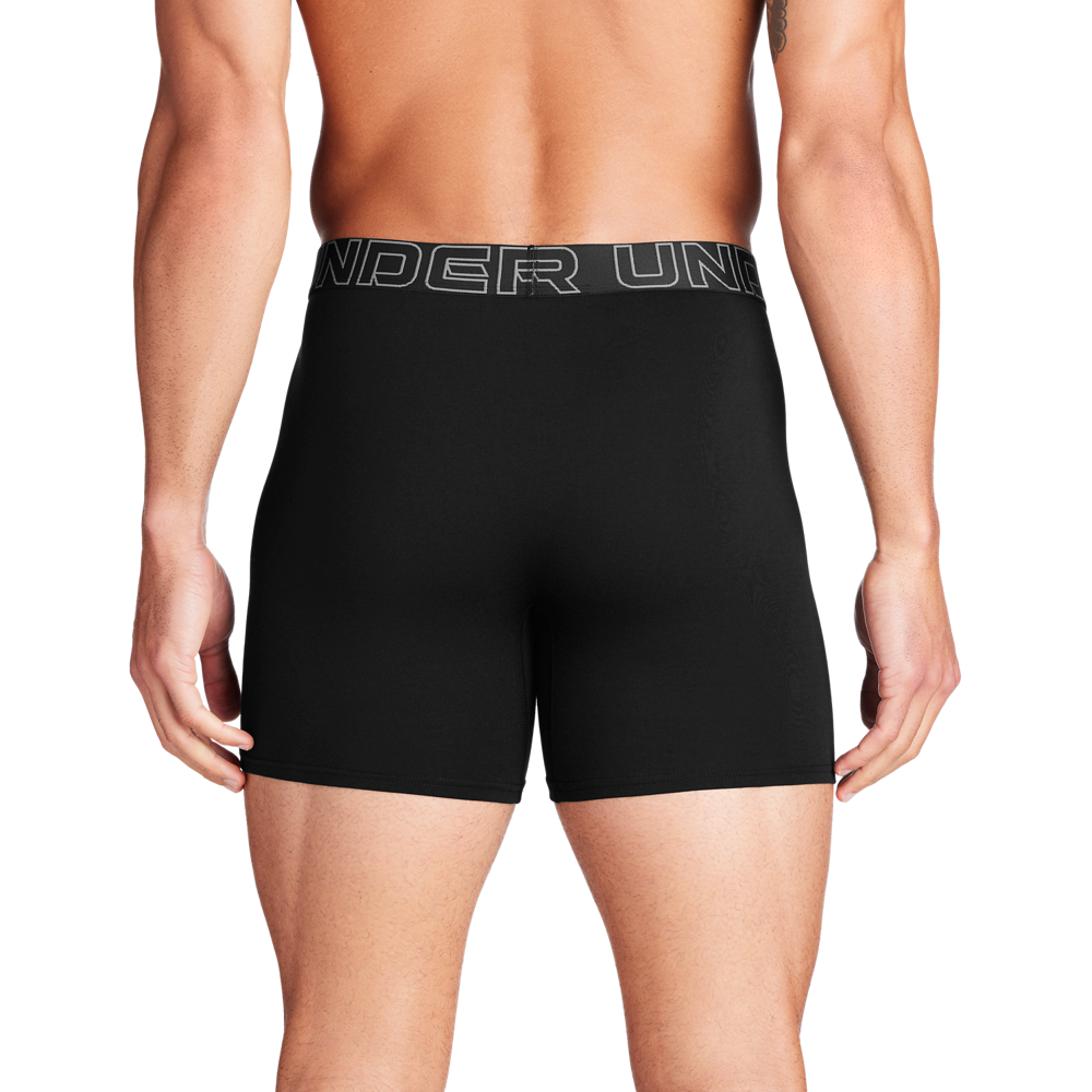 Under Armour Mens Performance Cotton 6" Boxer 3 pk - Black