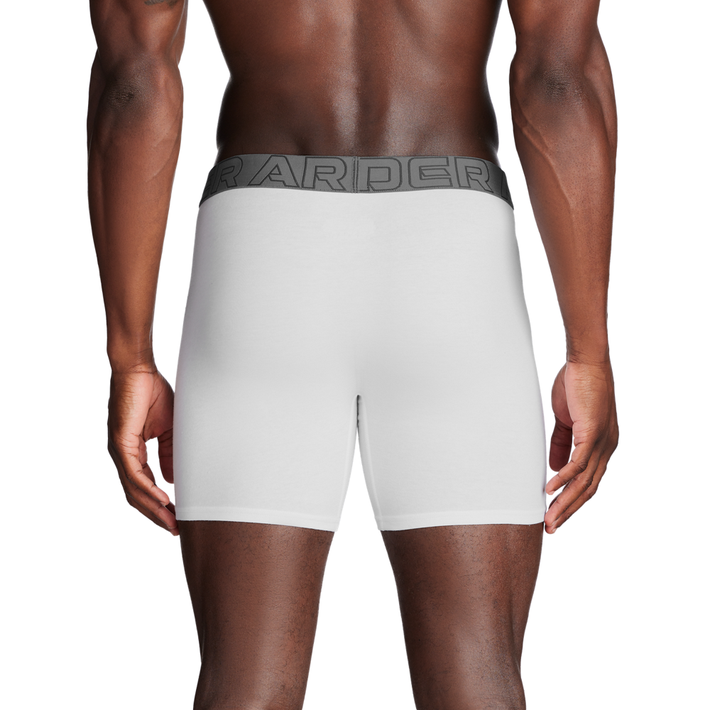 Under Armour Mens Performance Cotton 6" Boxer 3 pk - White