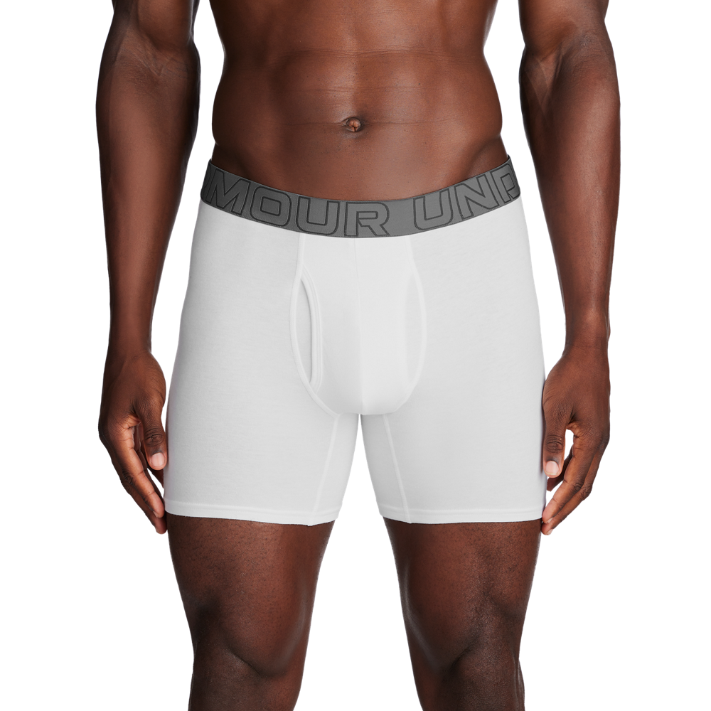 Under Armour Mens Performance Cotton 6" Boxer 3 pk - White